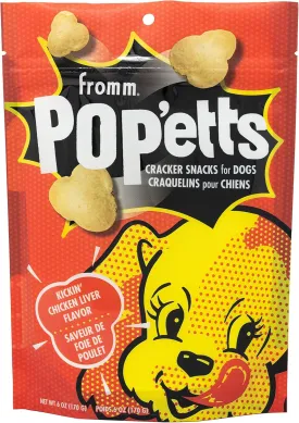 Fromm Pop'etts Kickin' Chicken Liver Cracker Dog Snacks - Premium Dog Treats - Liver Recipe - 6 oz