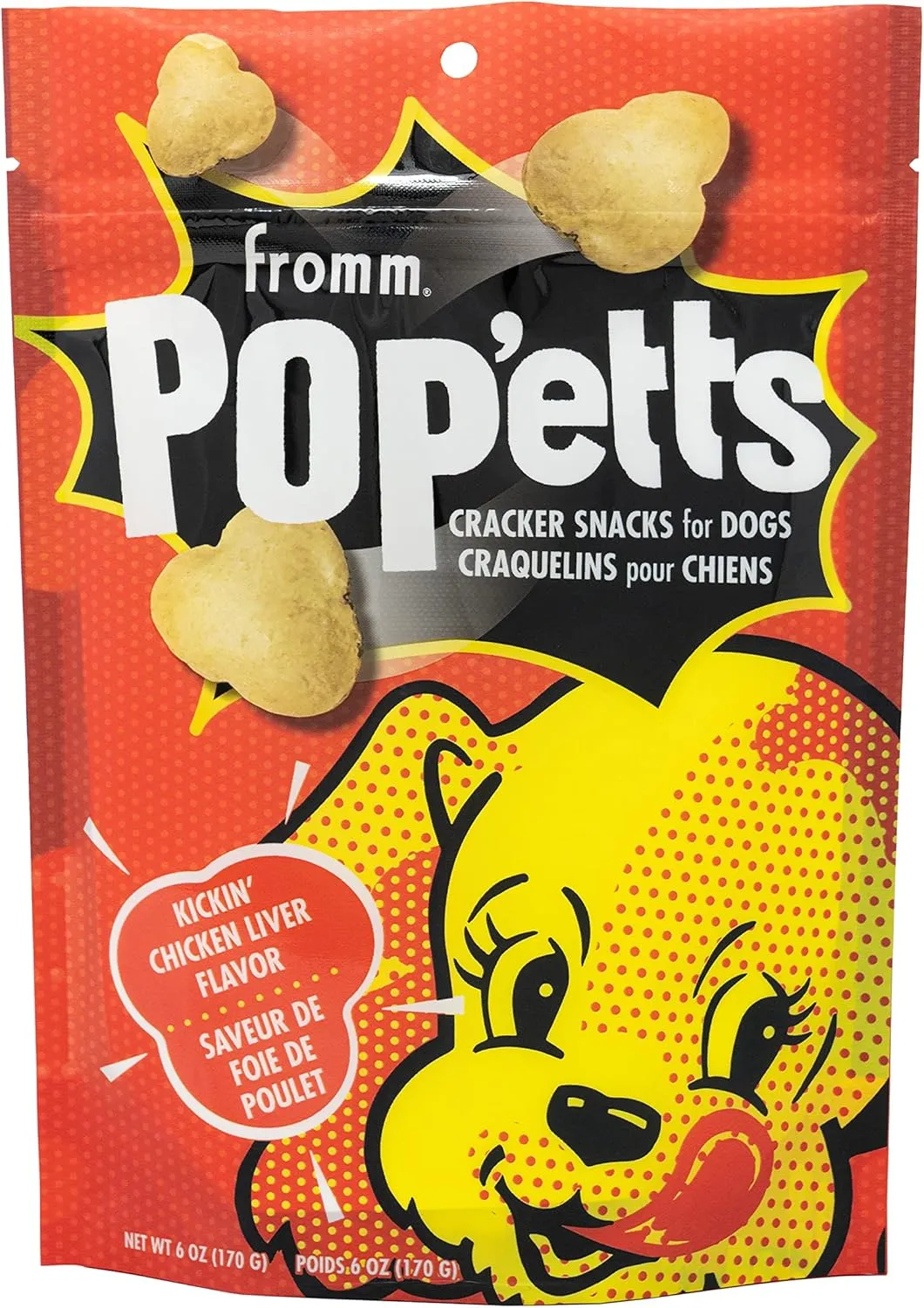 Fromm Pop'etts Kickin' Chicken Liver Cracker Dog Snacks - Premium Dog Treats - Liver Recipe - 6 oz