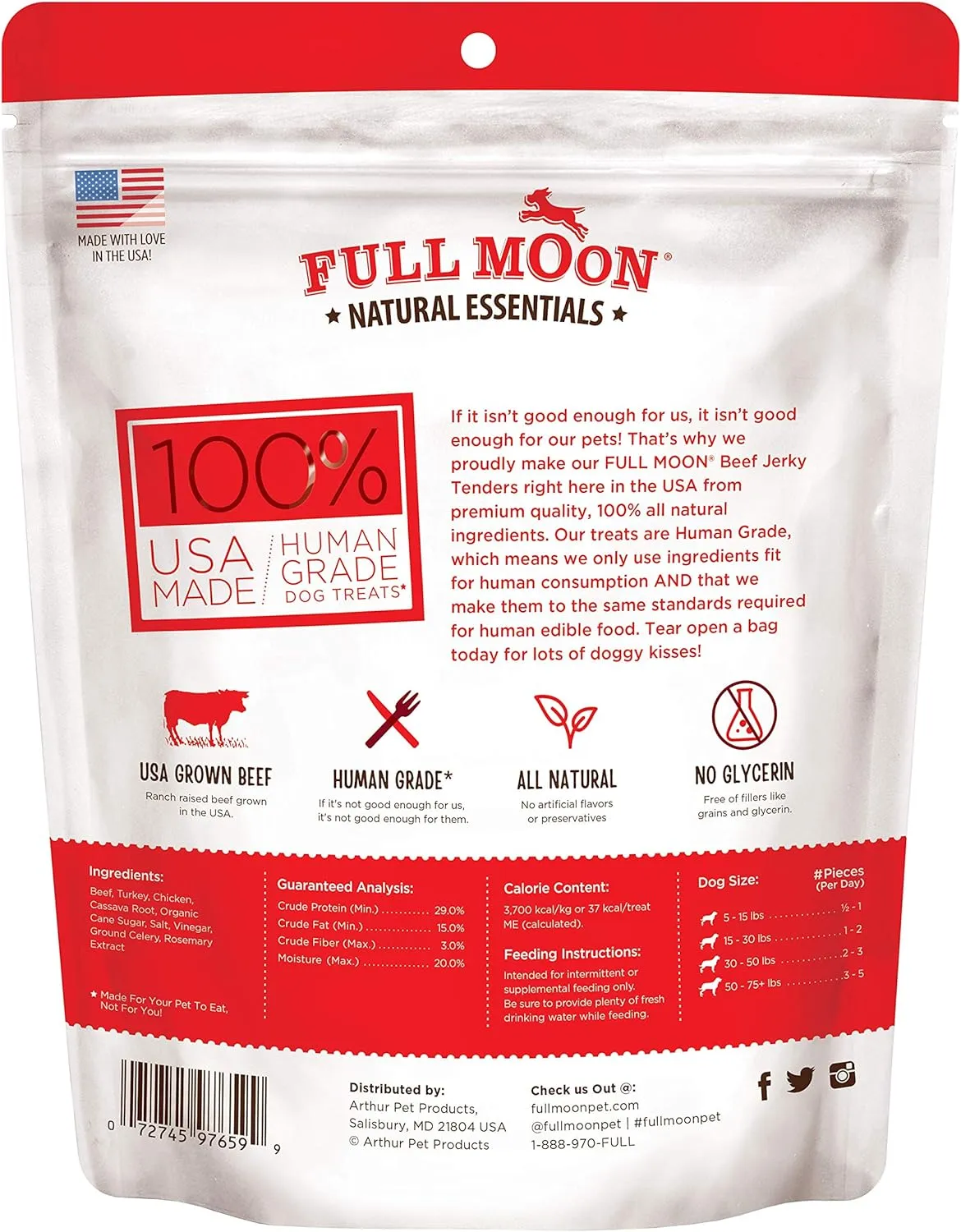 Full Moon All Natural Essentials Beef Jerky Tenders Free Range Human Grade 24 oz