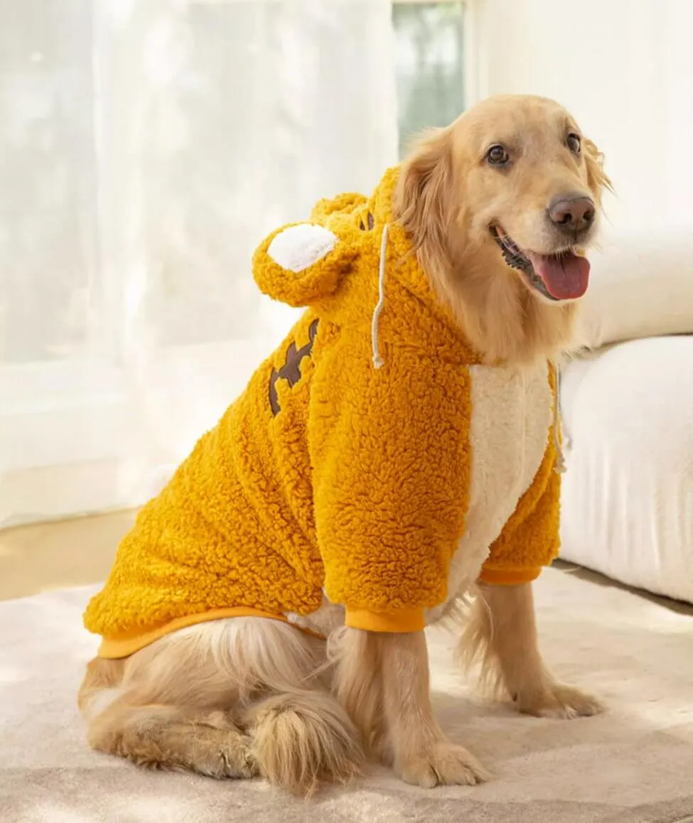 Furry Fleece Sweater Tiger-designed Winter Coat For Medium Large Size Dog