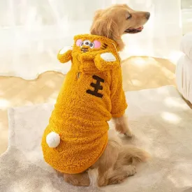 Furry Fleece Sweater Tiger-designed Winter Coat For Medium Large Size Dog