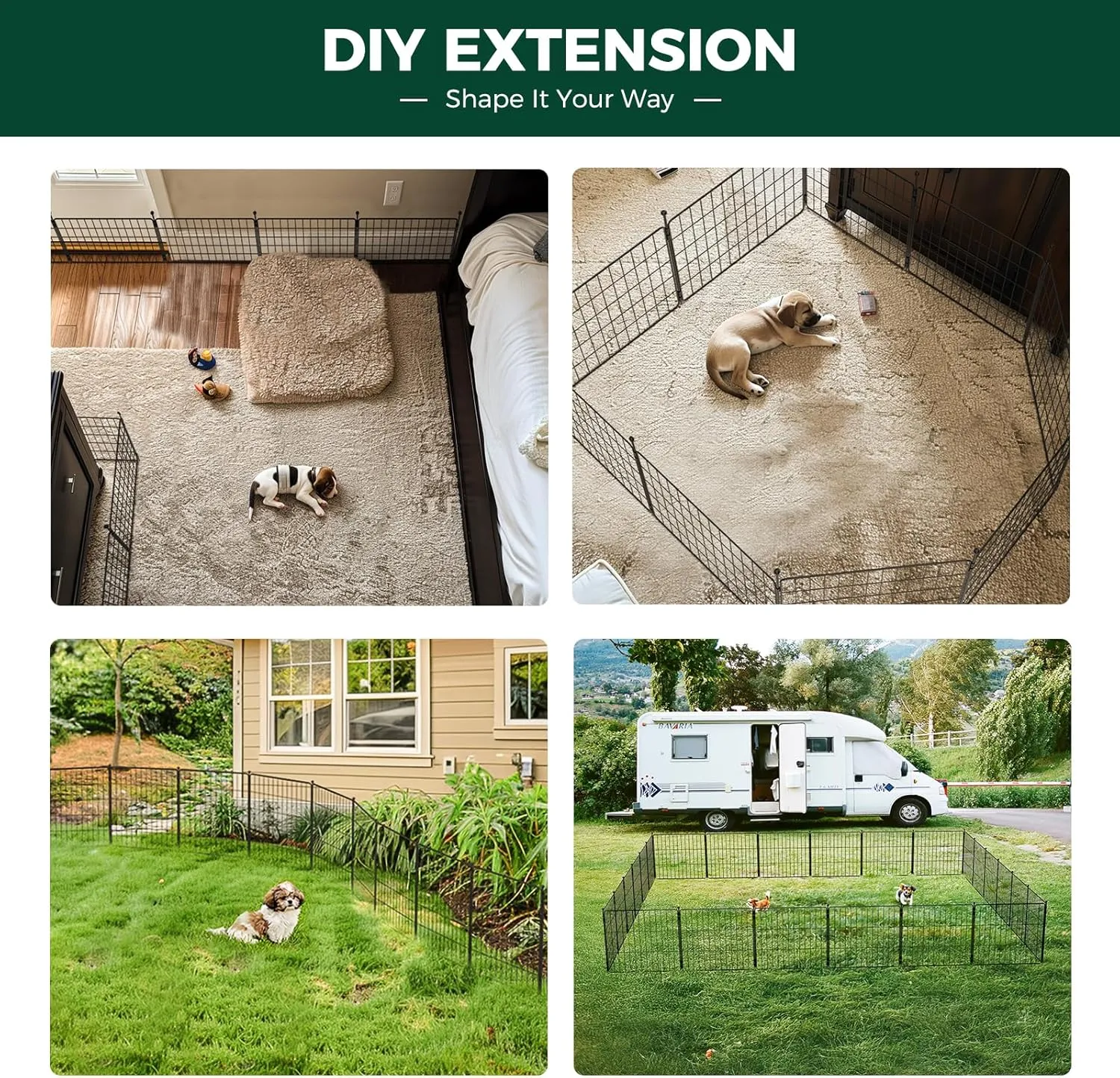 FXW MiniPaws Dog Playpen for Yard & RV Camping, Expandable 32-inch 8 Panels for Small and Medium Dogs, Portable for Indoor and Outdoor Use