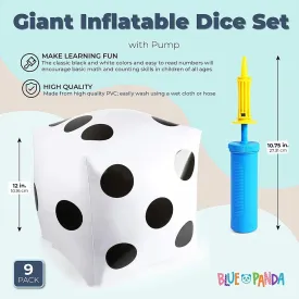 Giant inflatable dice with pump set of giant cubes in 3 colors (12 inches, 9 pieces) Blue Panda