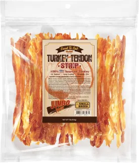 Gootoe Turkey Tendon Dog Treats, Strip (S) 1 lb, 100% USA Sourced Turkey, Natural Snack, Premium Puppy Chews, Hypoallergenic, Rawhide Free, Reseal Value Bag, Size for Small Dogs