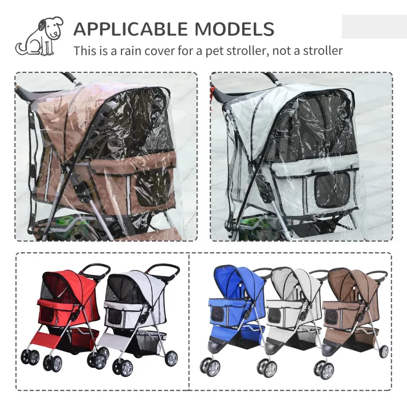 Grey Pet Stroller with Cover for Small Dogs, Folding Cat Pram
