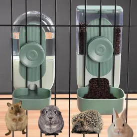 Hanging Automatic Pet Food Water Dispenser, Auto Gravity Rabbit Feeder and Water Dispenser Setpet Feeder Station for Puppy Kitten Rabbit Chinchilla Hedgehog Guinea Pig Ferret