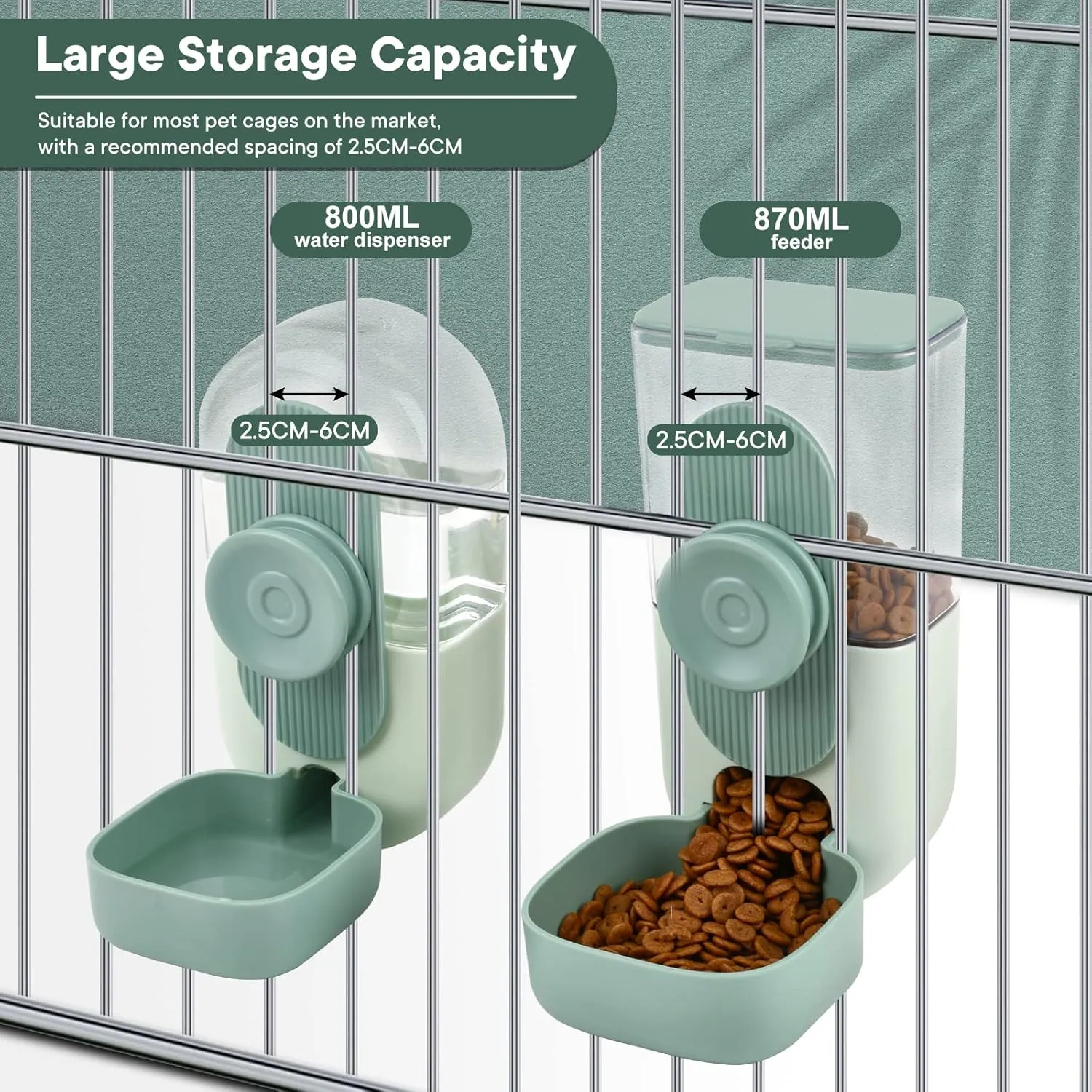 Hanging Automatic Pet Food Water Dispenser, Auto Gravity Rabbit Feeder and Water Dispenser Setpet Feeder Station for Puppy Kitten Rabbit Chinchilla Hedgehog Guinea Pig Ferret