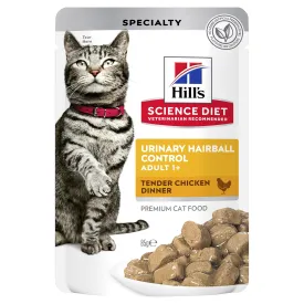 Hills Science Diet Adult Urinary Hairball Control Chicken Cat Food Pouches 85g^^^