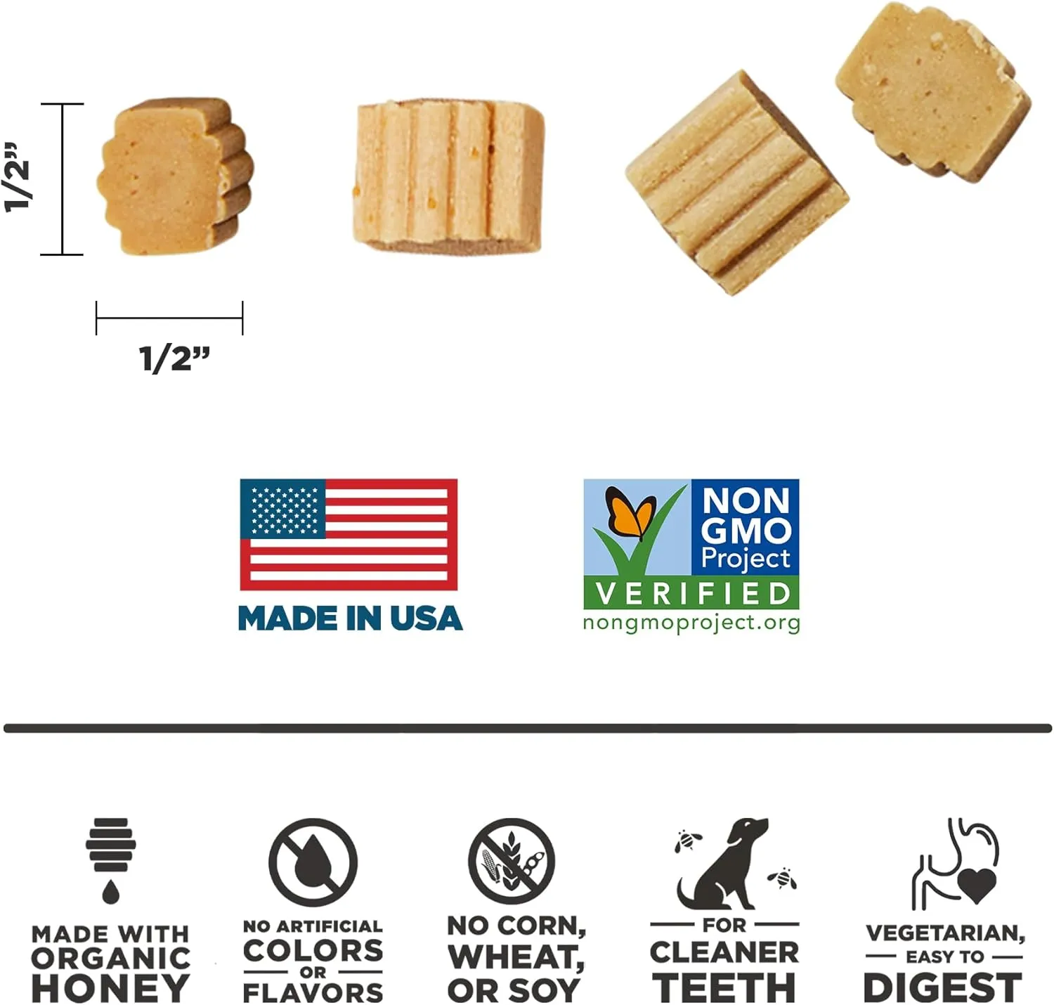Hive Dog Training Treats  Healthy, Non-GMO Project Verified, Natural Peanut Butter Flavored, Vegetarian, Grain Free Dog Treat for Small and Large Dogs, Made in The USA