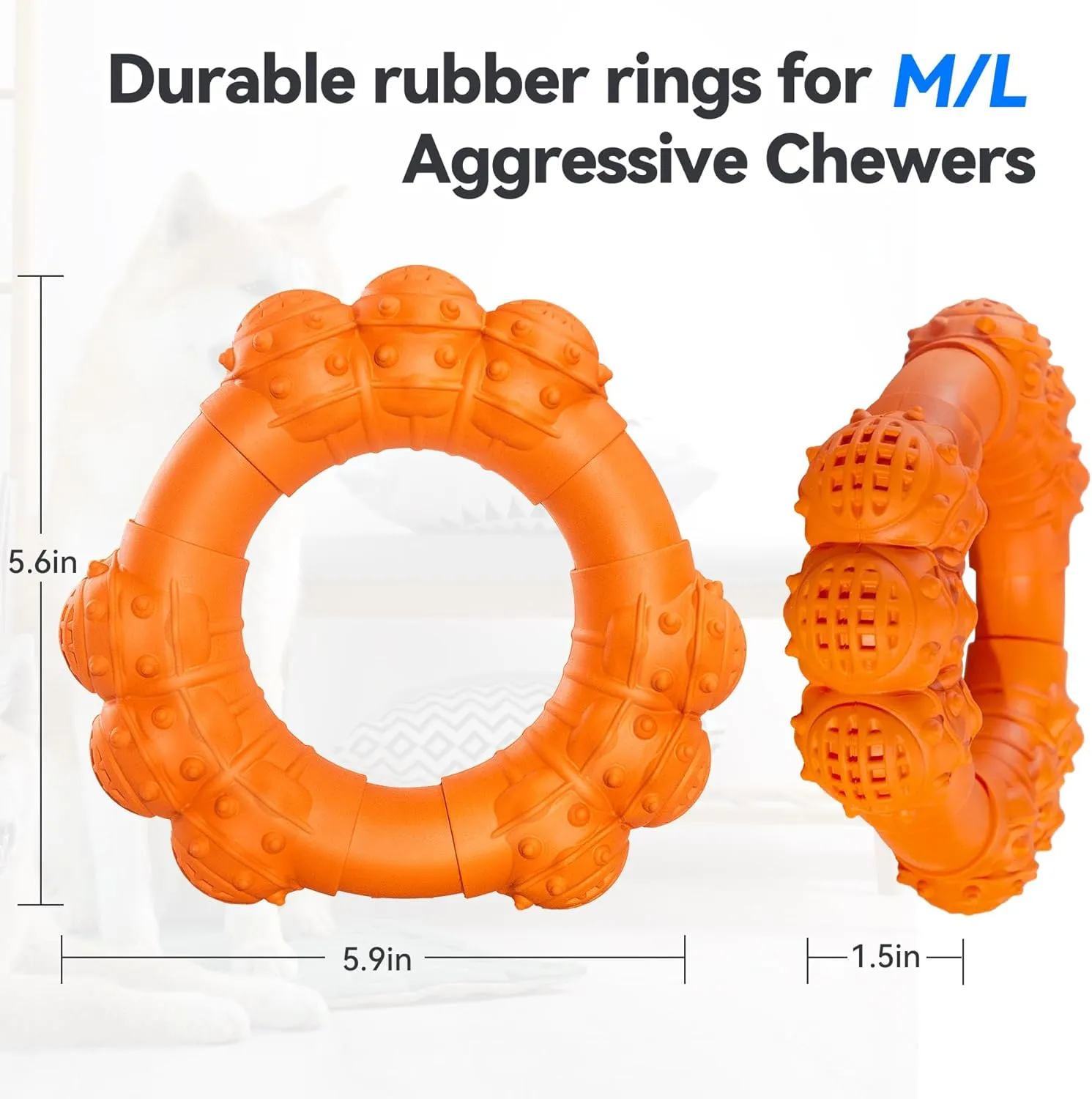 Indestructible Dog Chew Ring Toys Aggressive Chewers Super Chewer Dog Toys Medium Large Dogs Puppy Teething Rings Relax,Interactive Dog Ring Toys Boredom,Heavy Duty Dog Teething Toys