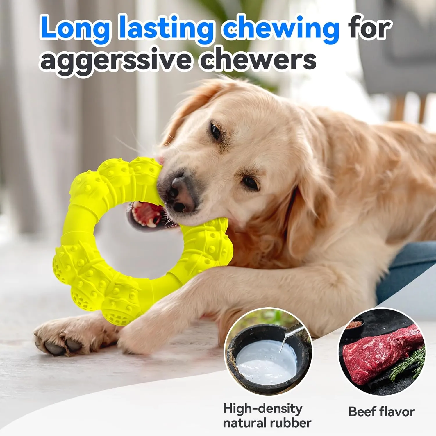 Indestructible Dog Chew Ring Toys for Aggressive Chewers, Super Chewer Dog Toys for Medium Large Dogs, Puppy Teething Rings for Relax, Interactive Dogs Ring Toy, Heavy Duty Dogs Teething Toy