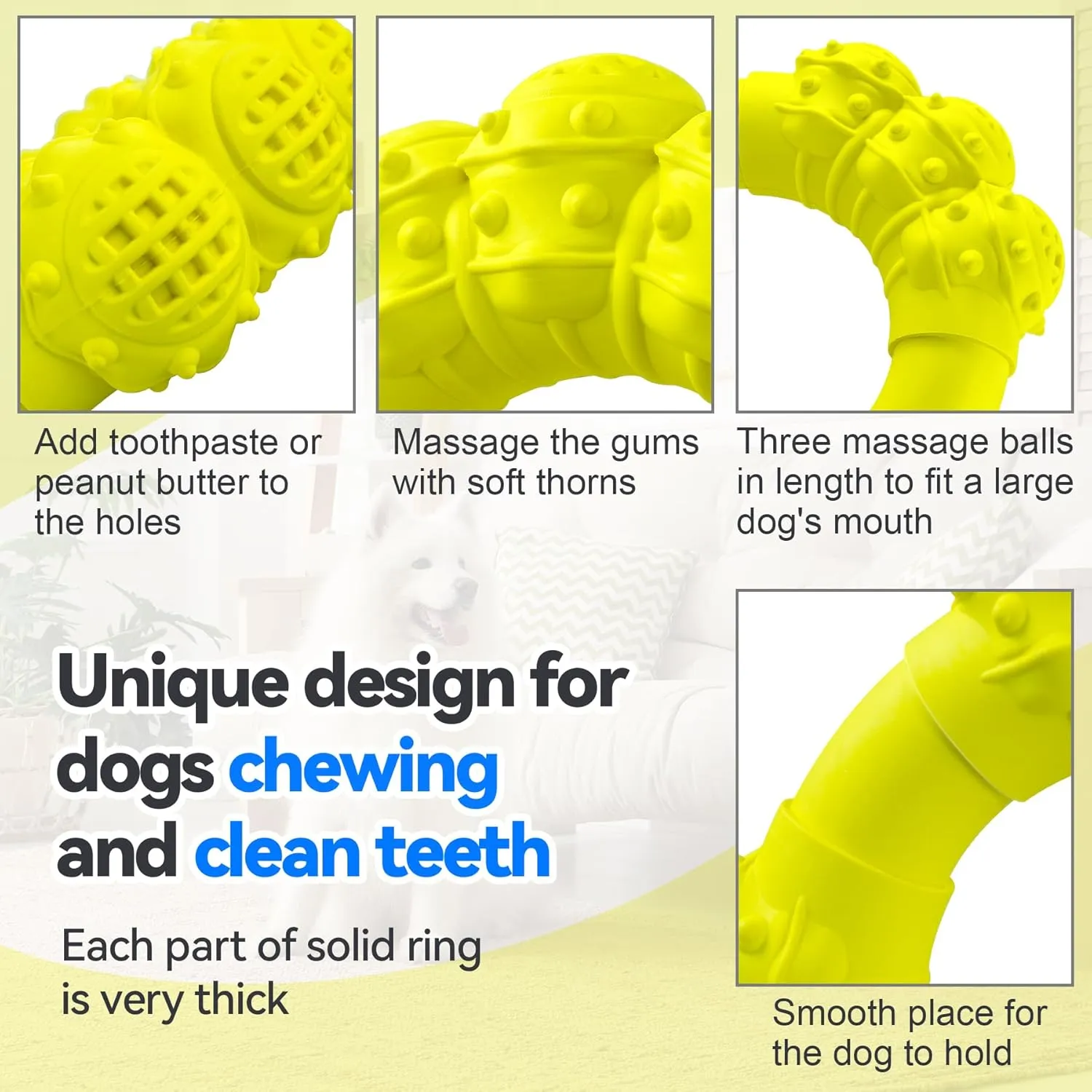 Indestructible Dog Chew Ring Toys for Aggressive Chewers, Super Chewer Dog Toys for Medium Large Dogs, Puppy Teething Rings for Relax, Interactive Dogs Ring Toy, Heavy Duty Dogs Teething Toy