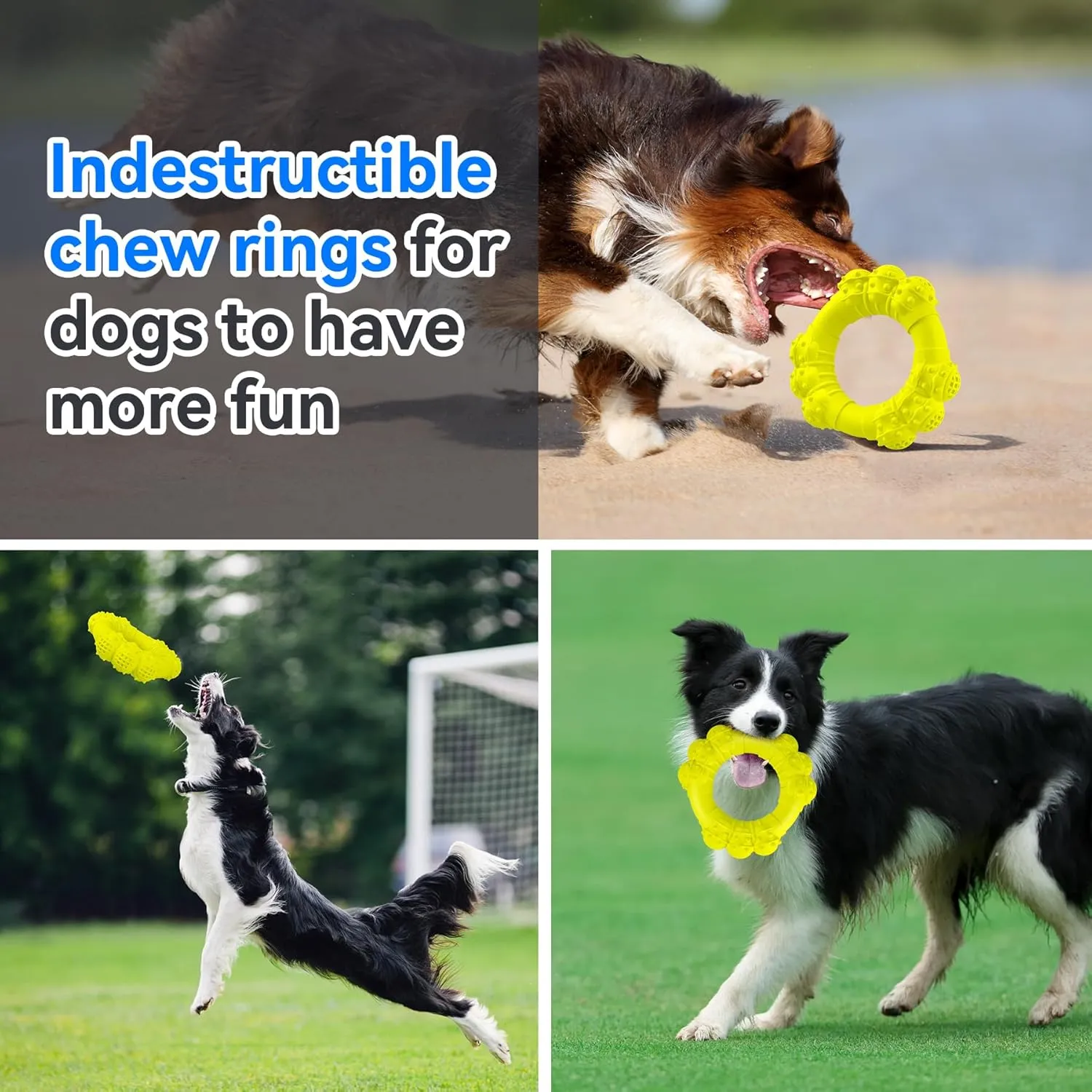 Indestructible Dog Chew Ring Toys for Aggressive Chewers, Super Chewer Dog Toys for Medium Large Dogs, Puppy Teething Rings for Relax, Interactive Dogs Ring Toy, Heavy Duty Dogs Teething Toy