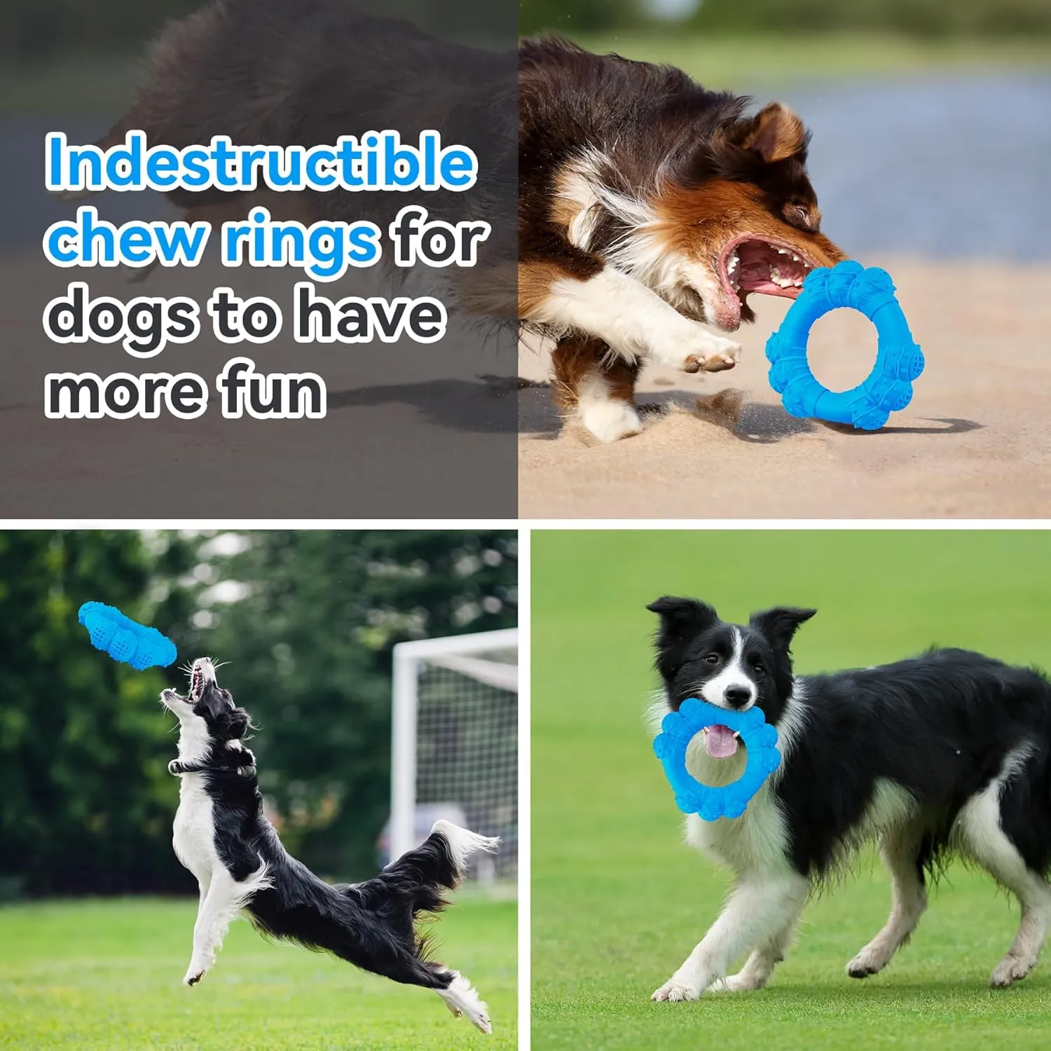 Indestructible Dog Chew Ring Toys for Aggressive Chewers, Super Chewer Dog Toys for Medium Large Dogs, Puppy Teething Rings for Relax, Interactive Dogs Ring Toy, Heavy Duty Dogs Teething Toy
