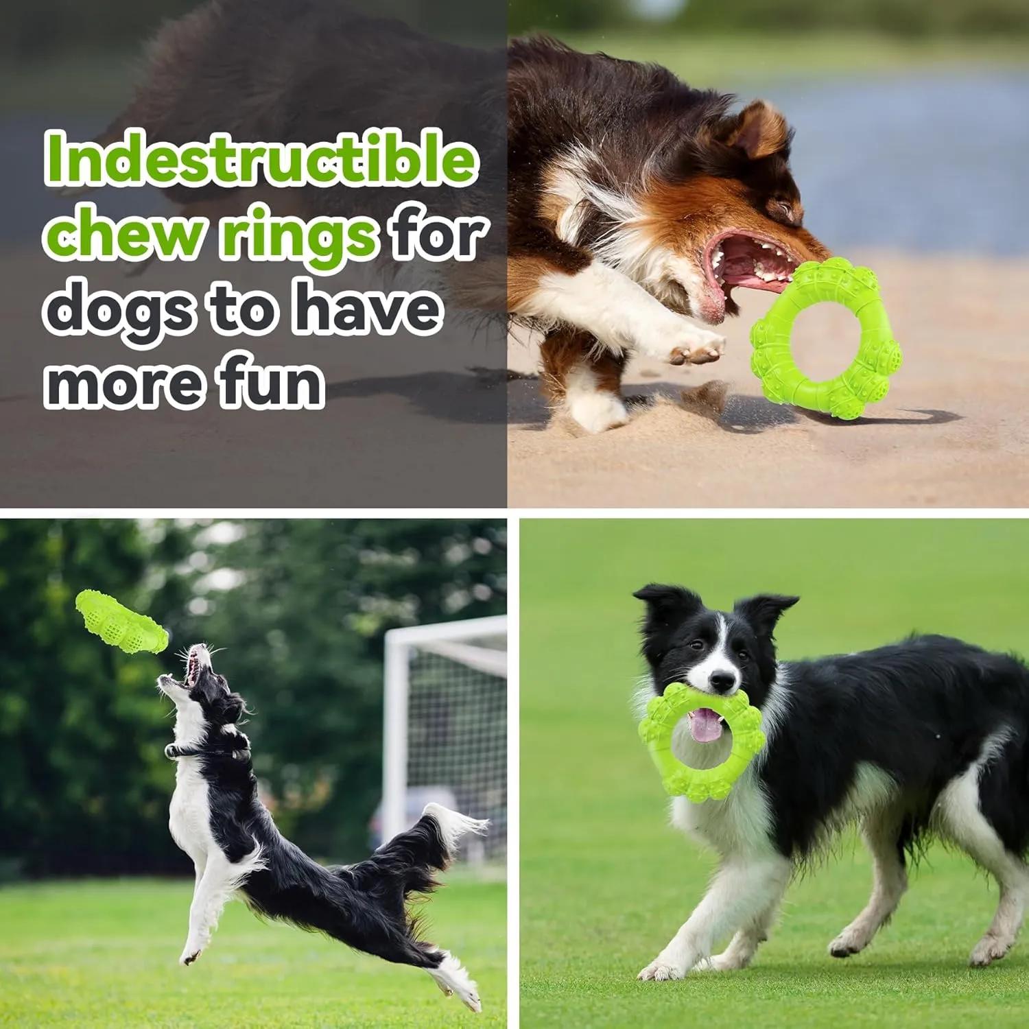 Indestructible Dog Chew Toys for Aggressive Chewers, Super Chewer Toys for Medium Large Dogs, Interactive Ring Toys, Heavy Duty Teething Toy