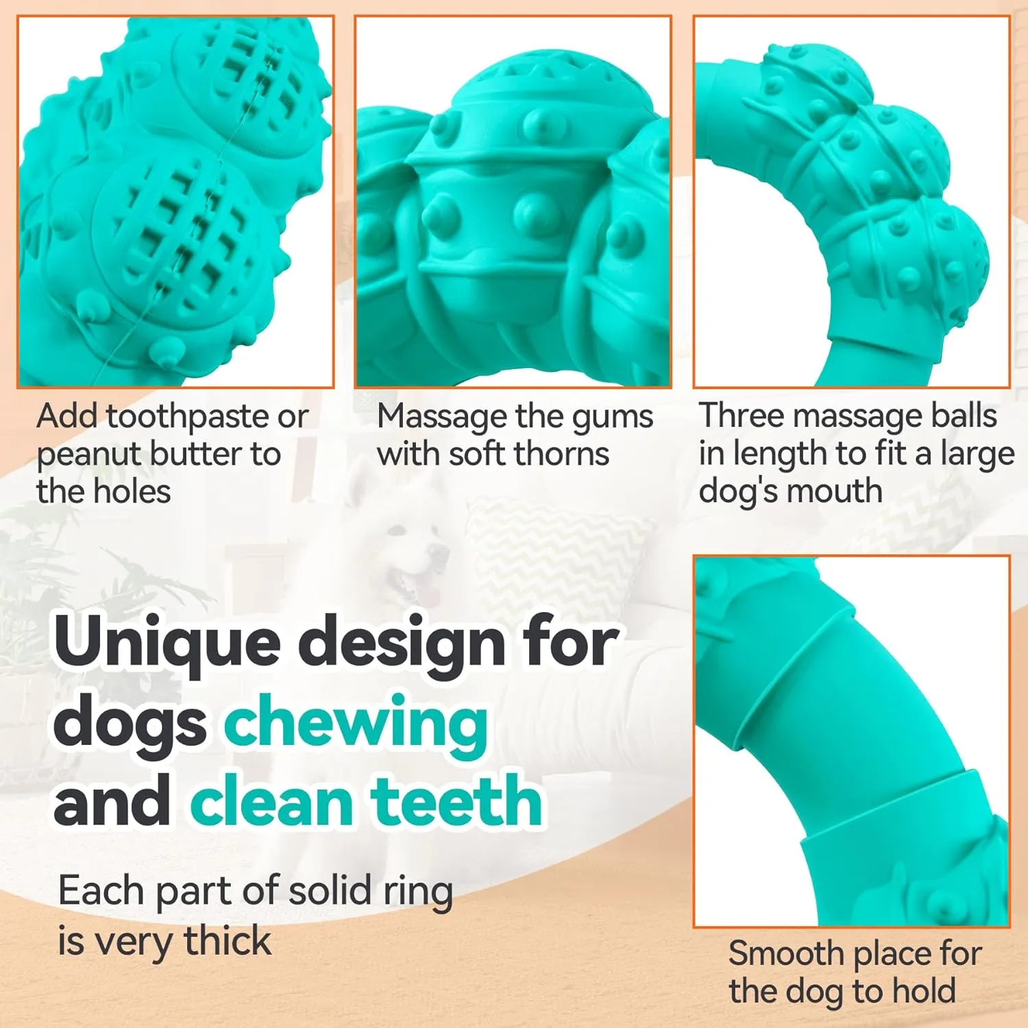 Indestructible Dog Chews - Super Duty Chew Toys for Aggressive Dogs, Puppy Teething Relief & Interactive Play