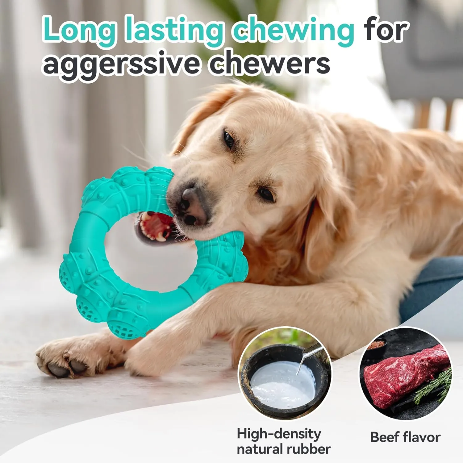 Indestructible Dog Chews - Super Duty Chew Toys for Aggressive Dogs, Puppy Teething Relief & Interactive Play