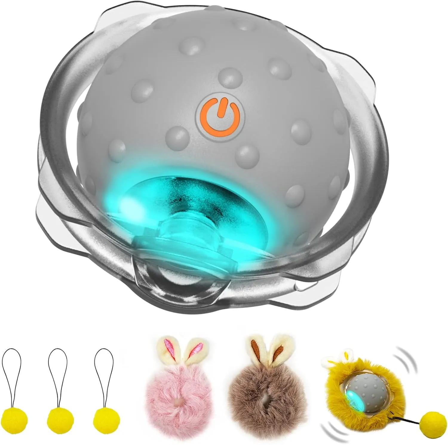 Interactive Cat Toys Ball with Super Driver, Motion Activate Electric Cat Toy Recommend on Wool Carpet (Robot), Grey, (LP16)