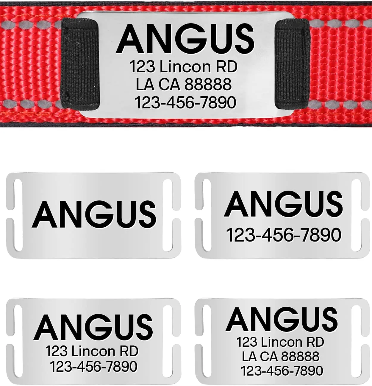 Joytale Personalized Dog Collars, Reflective Nylon Collar with Engraved Name Plate, Customized for Large Dogs, Red, L