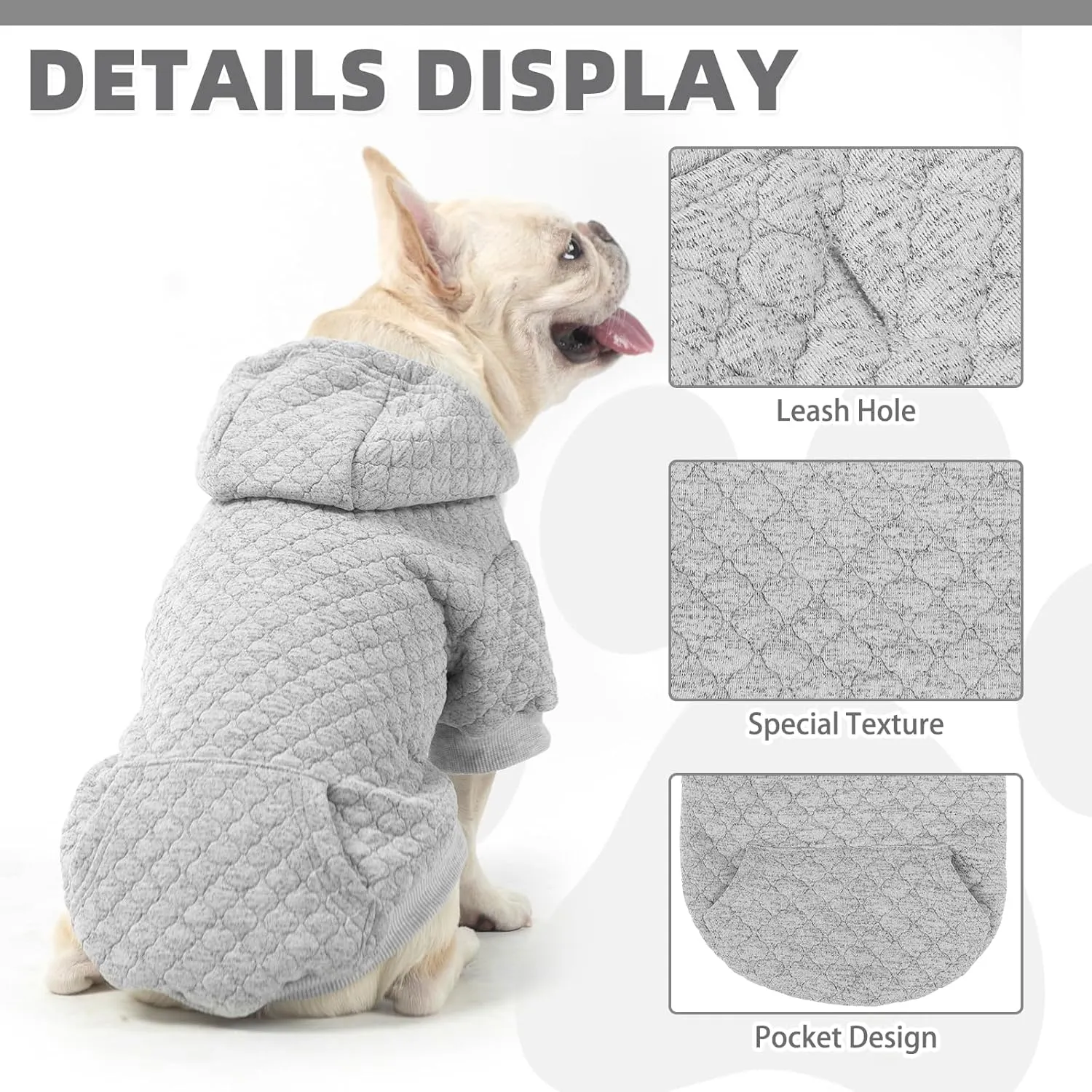 KOOLTAIL Dog Hoodie Pet Clothes Sweater with Hat and Pocket for Small Medium Large Dogs, Warm Soft Dog Cold Weather Coat, Clover Laminated Cotton Hooded Sweatshirt Outfit for Puppy Cats, Grey SM