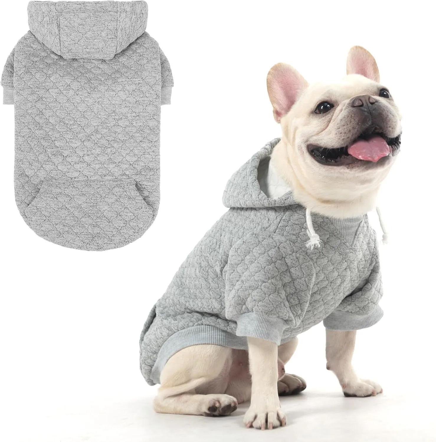 KOOLTAIL Dog Hoodie Pet Clothes Sweater with Hat and Pocket for Small Medium Large Dogs, Warm Soft Dog Cold Weather Coat, Clover Laminated Cotton Hooded Sweatshirt Outfit for Puppy Cats, Grey SM