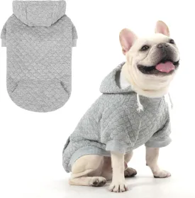 KOOLTAIL Dog Hoodie Pet Clothes Sweater with Hat and Pocket for Small Medium Large Dogs, Warm Soft Dog Cold Weather Coat, Clover Laminated Cotton Hooded Sweatshirt Outfit for Puppy Cats, Grey SM