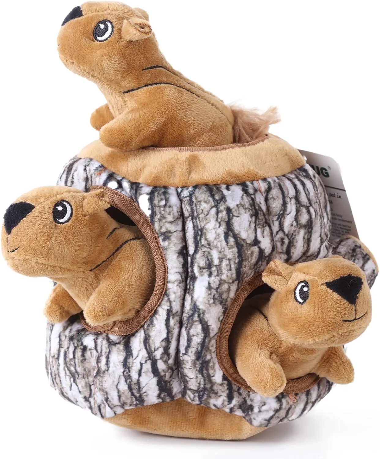 Laifug Hidden Squirrel Plush Dog Toy Interactive Squeaky Dog Toy Hide and Seek, L