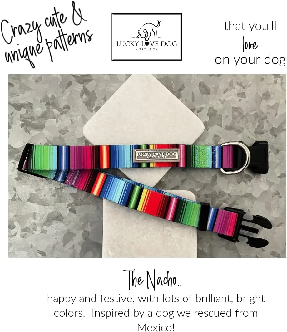 Lucky Love Dog Leash, Colorful Striped Dog Leash for Large Dogs, Durable & Long Lasting, (Nacho, Large)