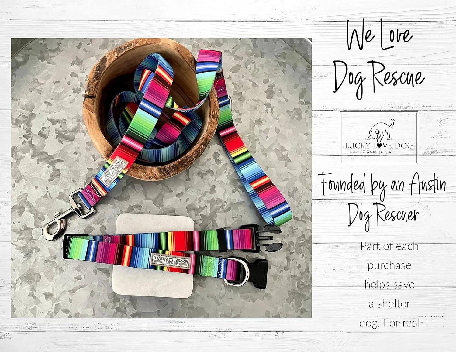 Lucky Love Dog Leash, Colorful Striped Dog Leash for Large Dogs, Durable & Long Lasting, (Nacho, Large)