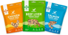McLovin's Pet Freeze Dried Treats & Topper for Dogs & Cats Variety Pack (Beef Liver 1.6oz, Chicken 1.4oz, Salmon 1.2oz), Single Sourced Protein, Grain-Free, Gluten-Free  Healthy Pet Training Treats
