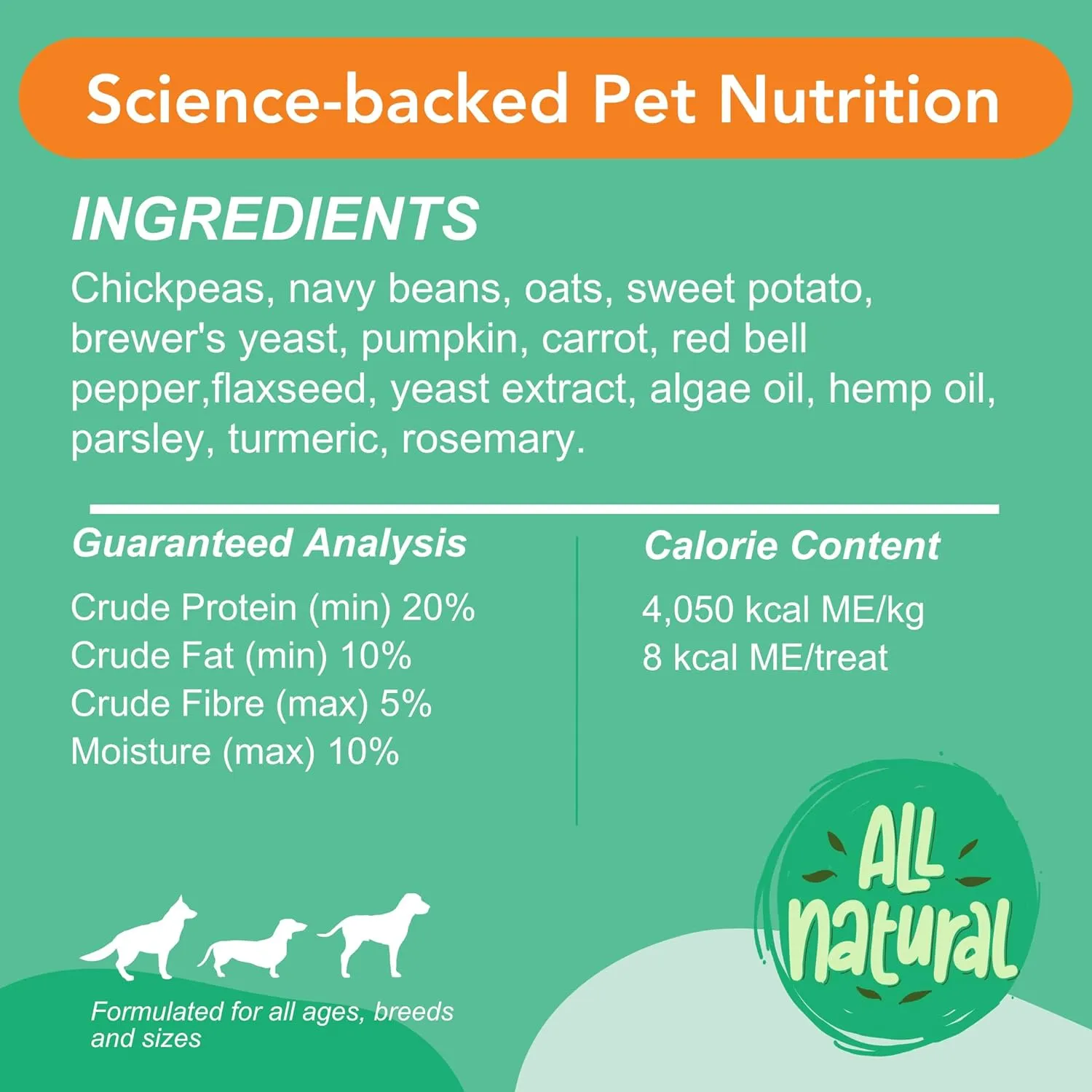 Natural Vegan Dog Treats - for Immune Boosting & Skin Coat Health - All Natural Human Grade Allergen Free Ingredient - Suitable for All Breeds, 5.3 Oz