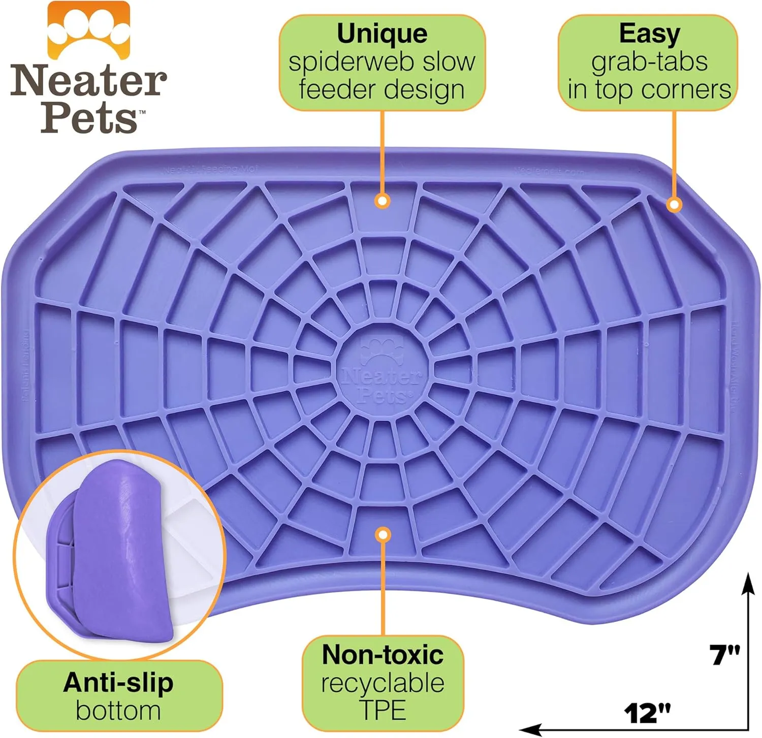Neater Pets - Neat-LIK - Slow Feeding Pad for Dogs & Cats - Puzzle Toys Provide Boredom & Anxiety Relief - Fill Licking Pad with Healthy Treats & Food (Purple)