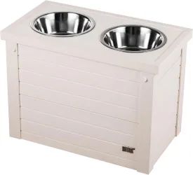 New Age Pet ECOFLEX Elevated Dog Feeder with 2 Stainless Steel Bowls and Sliding Lid Storage Bin