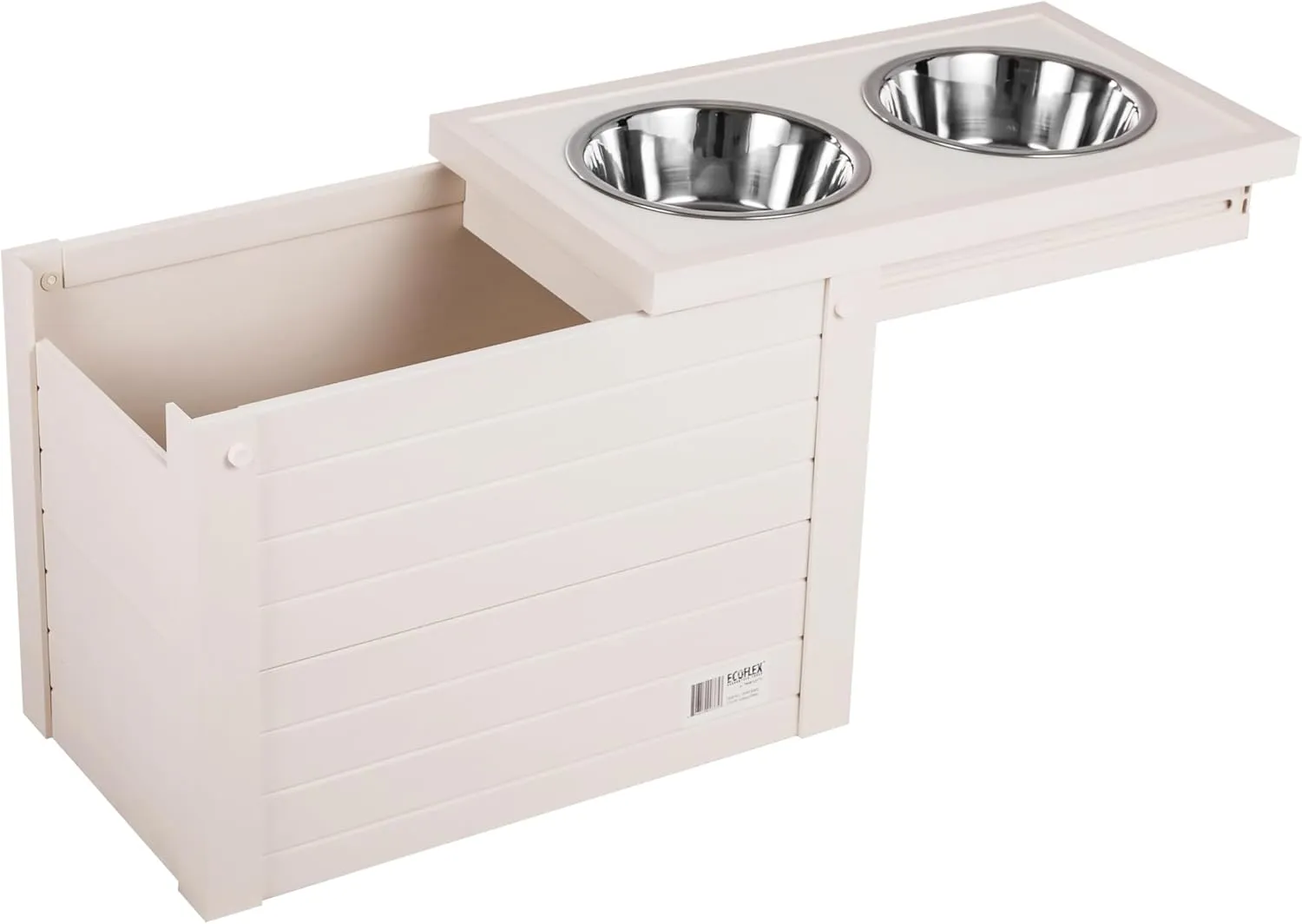 New Age Pet ECOFLEX Elevated Dog Feeder with 2 Stainless Steel Bowls and Sliding Lid Storage Bin