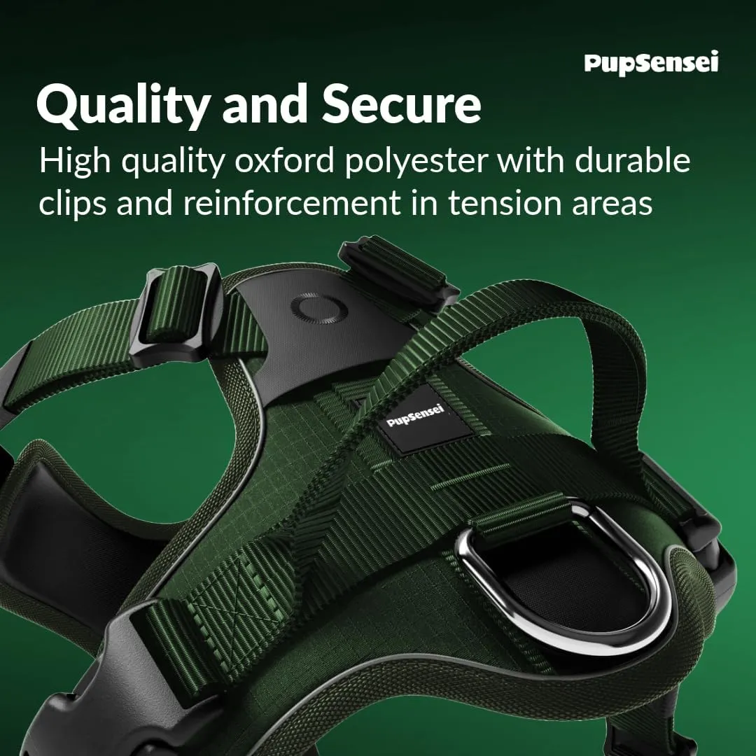No Pull Dog Harness - Durable Polyester Puppy Harness with Front Anti-Pull Loop, Reflective Strips, and Quick-Release Clips for Small, Medium, and Large Dogs (Forest Green, Extra Small)