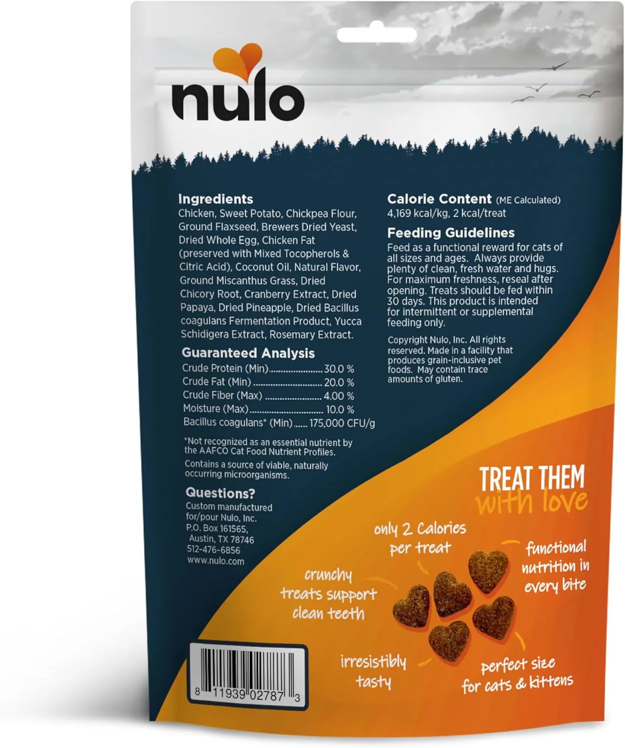 Nulo Digestive Health Functional Treats Grain-Free with BC30 Probiotic Chicken Recipe for Cats & Kittens 4oz