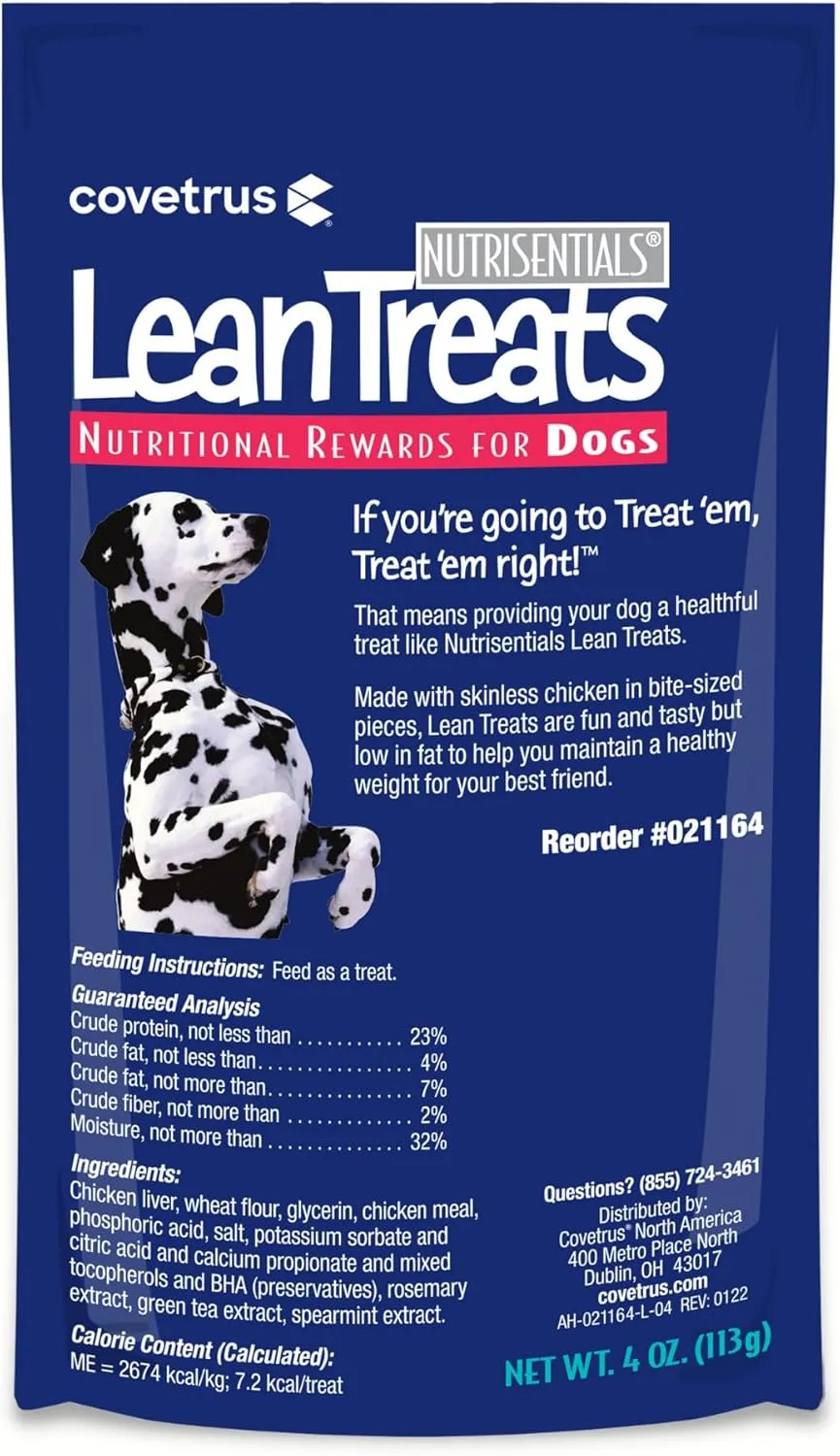 Nutrisential Lean Treats for Dogs - Soft Dog Treats for Small, Medium & Large Dogs - Nutritional Low Fat Bite Size K9 Treats - Chicken Flavor - 1 Pack - 4oz