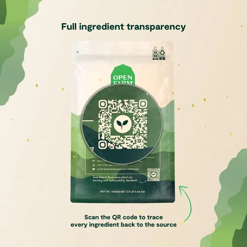 Open Farm Kind Earth Plant Based Dry Dog Kibble, Natural Vegan Dog Food, Source of Complete Protein, Nutrient-Dense, Highly Digestible, Hypoallergenic, Lower Carbon Footprint (20 Pound Pack of 1)