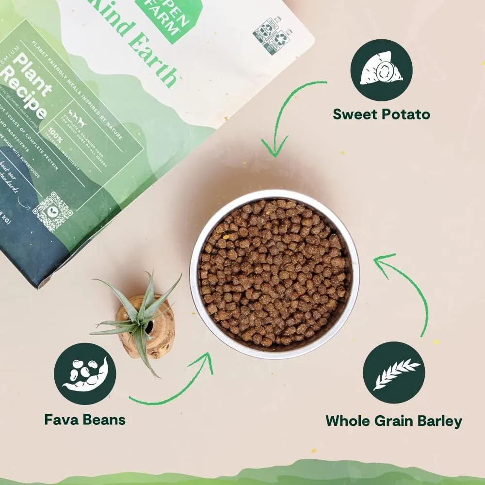 Open Farm Kind Earth Plant Based Dry Dog Kibble, Natural Vegan Dog Food, Source of Complete Protein, Nutrient-Dense, Highly Digestible, Hypoallergenic, Lower Carbon Footprint (20 Pound Pack of 1)