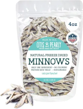 Otis & Pearly Freeze Dried Minnow Dog Treats - Single Ingredient, Made in USA - Healthy Protein Treat for Small, Medium, Large Breeds, Cats (4 oz)