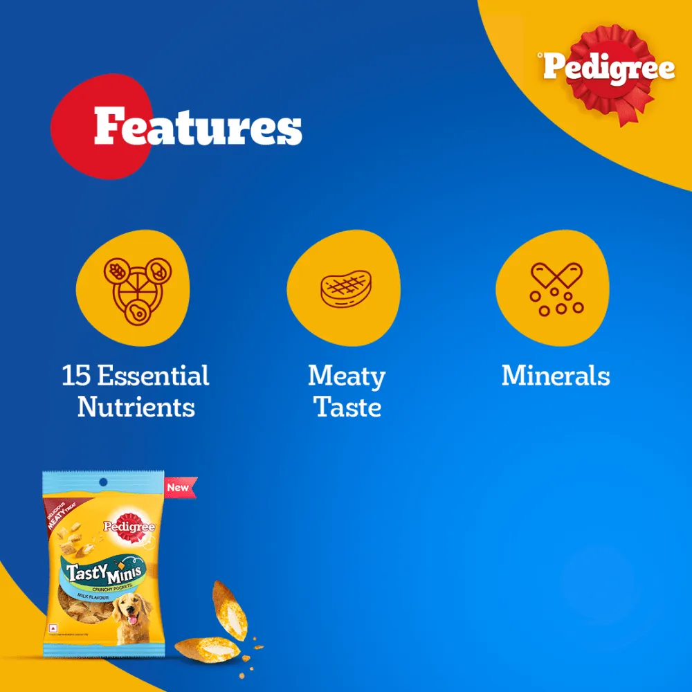 Pedigree Milk Flavour Tasty Minis Crunchy Pockets Dog Treats (Buy 1 Get 1) (Limited Shelf Life)