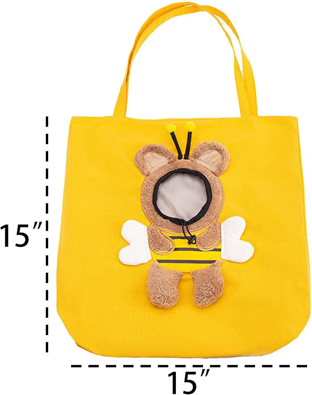 Pet Canvas Shoulder Carrying Bag, Cute Bee Shaped Cat Carrier, S Size Portable Kitten & Puppy Tote, Cozy Carriers for Small Dogs, Cats, and Pets, Handbag for Outdoor, Shopping, and Camping
