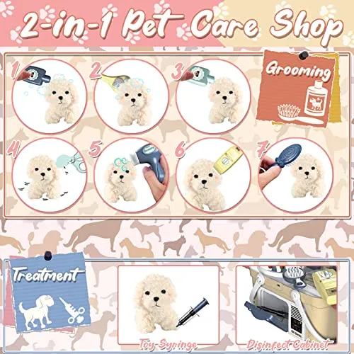 Pet Care dog toy doctor's case children, 23 pieces vet toy with plush dog and vet case for treatment & care