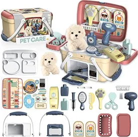 Pet Care dog toy doctor's case children, 23 pieces vet toy with plush dog and vet case for treatment & care