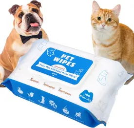Pet Wipes for Dogs 100Pcs/1Pack  Unscented Dog Wipes with Vitamin E, Chamomile  Gentle Cat Wipes Ideal for Muddy Paws, Face, Dog Eye Wipes, Dog Ear Wipes  Resealable Lid Butt Wipes