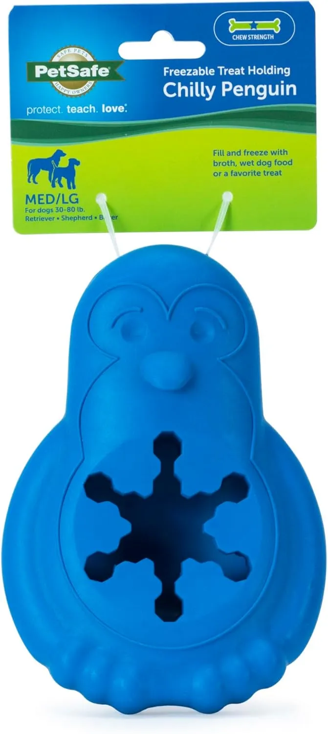 PetSafe Chilly Penguin - Freezable Dog Toy for Medium and Large Dogs - Fill and Freeze - Frozen Dog Toy to Fill with Treats - Interactive Pet Puzzle for Boredom or Separation Anxiety, ML