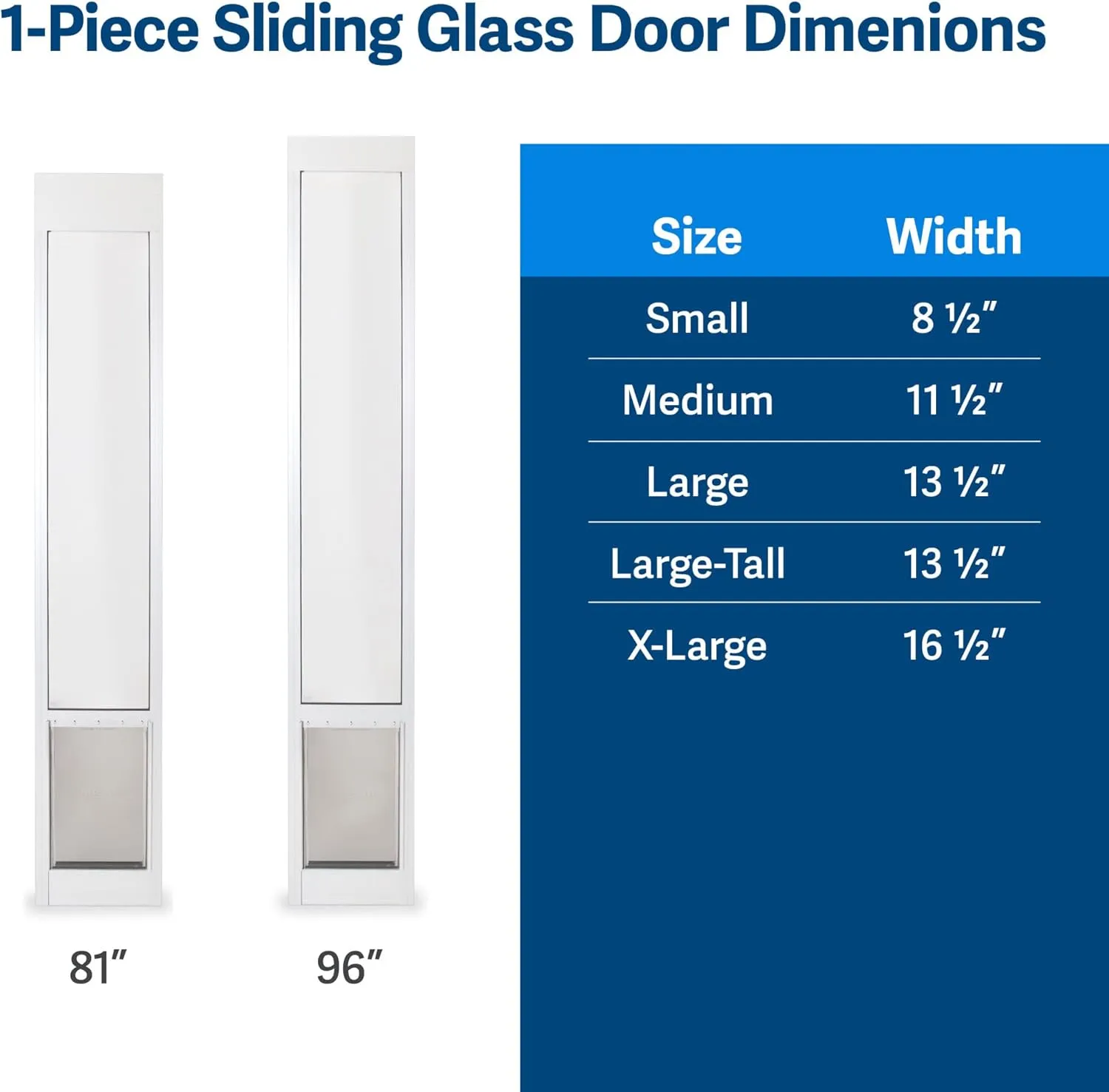 PetSafe Doggy Door for Sliding Glass Doors, Adjustable Height 91 7/16" to 96", No-Cut DIY Install, Aluminum Panel, Ideal for Renters, for Large Dogs Up to 130 lb, (White, Large-Tall)