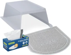 PetSafe ScoopFree Clumping Automatic Self Cleaning Cat Litter Box Hood and Accessory Bundle  Includes Litter Box Hood, Waste Bin Liners for Easy Cleanup and Litter Mat for Less Tracking and Mess