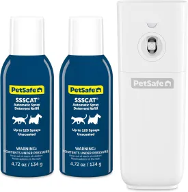 PetSafe SSSCAT Automatic Spray Pet Deterrent   1 Refill Can - Worlds Leading Motion-Activated Repellent for Cats and Dogs - Keep Pets Off Furniture, Stop Scratching
