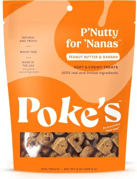 Poke's P'Nutty for Nanas Dog Treats, Soft & Chewy, Peanut Butter & Banana Recipe, Limited Ingredient Natural Dog Treats, Made in USA, Wheat-Free, 8 oz